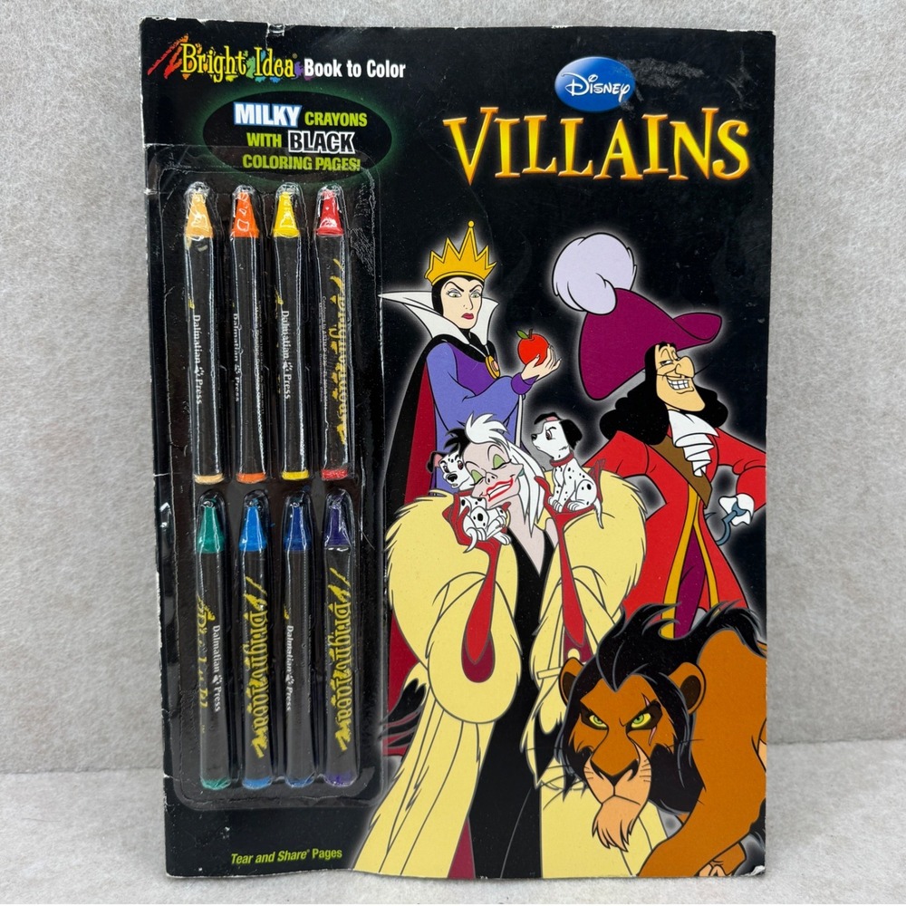 Disney Villains Bright Idea Coloring Book Black Pages Milky Crayons 2011 Goth